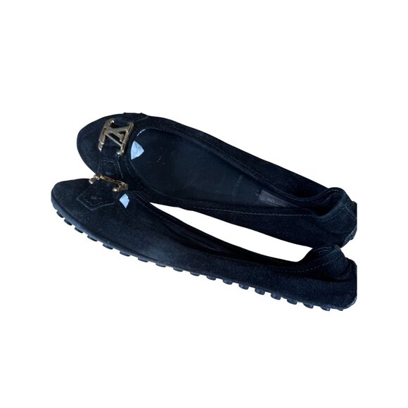 Louis Vuitton Black Suede LV Monogram Buckle Driving Loafer Size 37.5 - Picture 5 of 9